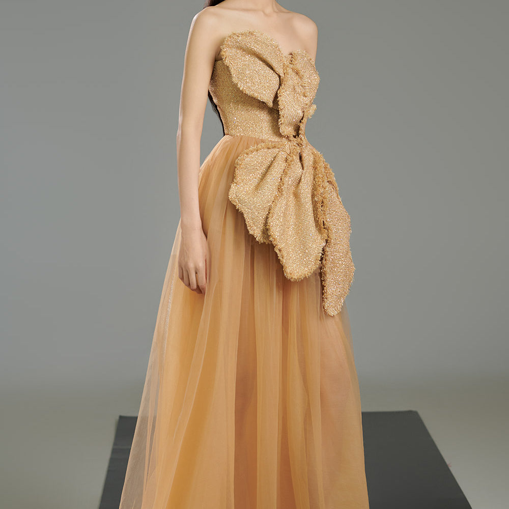 Landry A-line Gathered Polyester Floor Length Dress