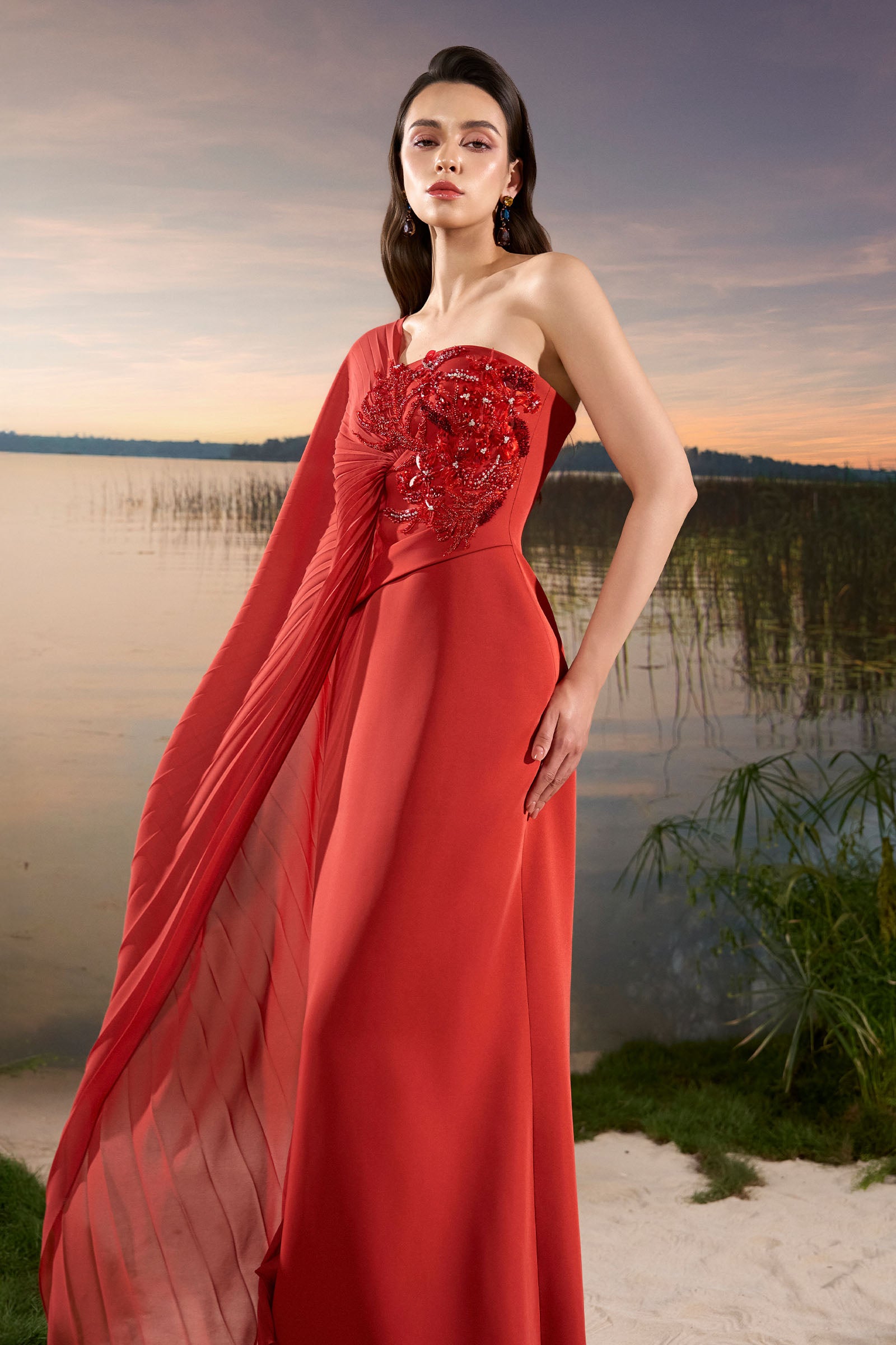 Orée One Shoulder Maxi Dress
