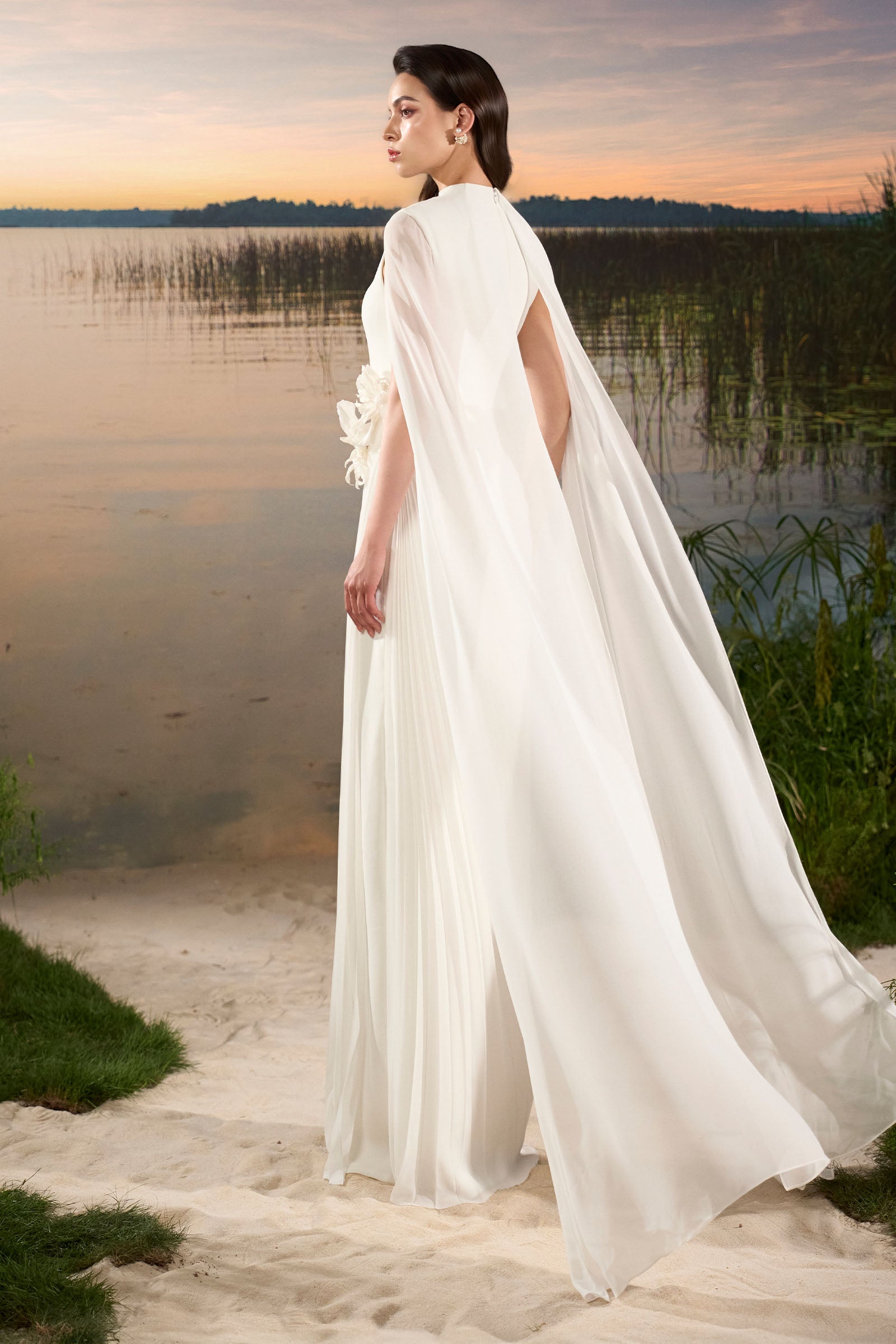 Elune Cape Sleeve Maxi Dress