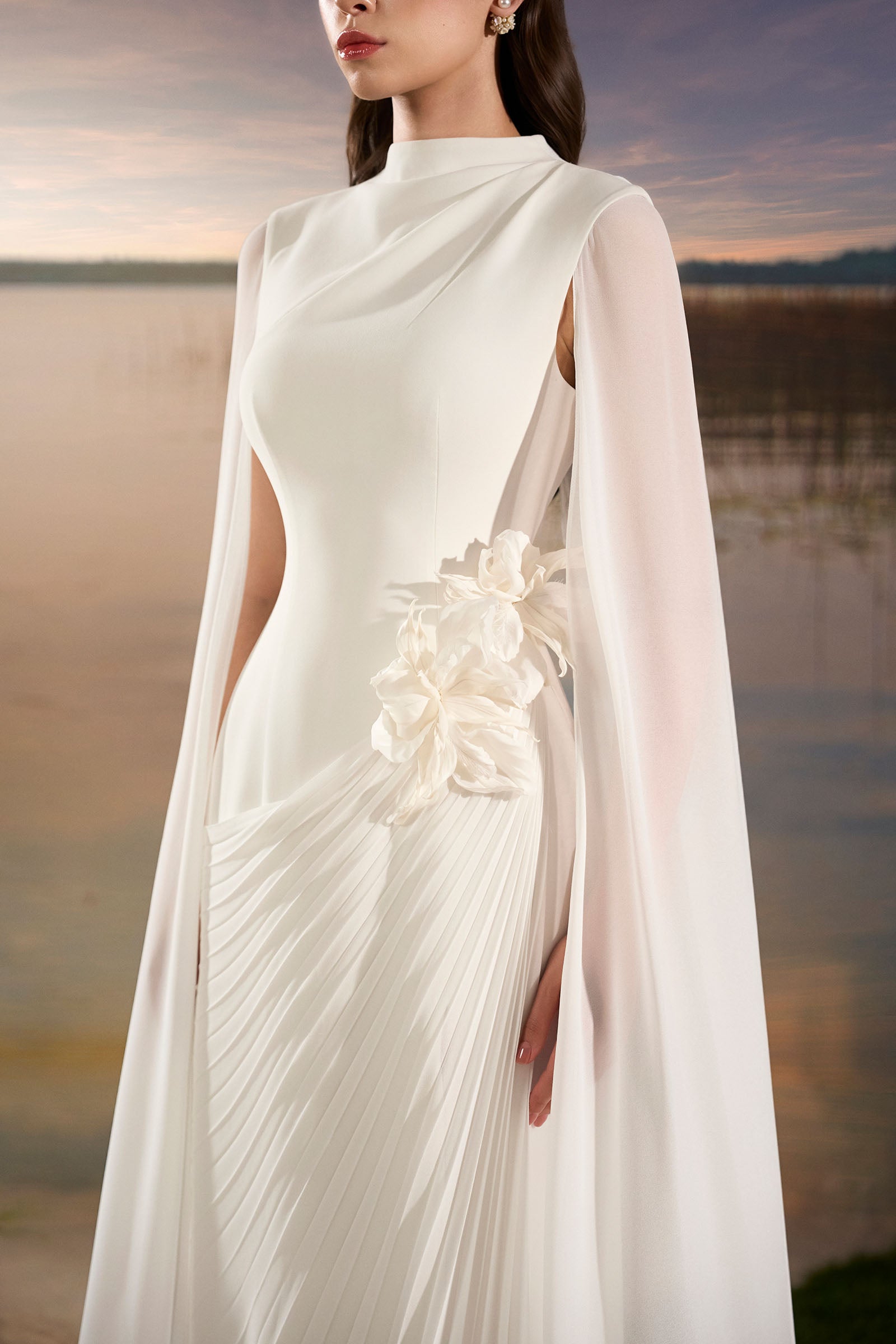 Elune Cape Sleeve Maxi Dress