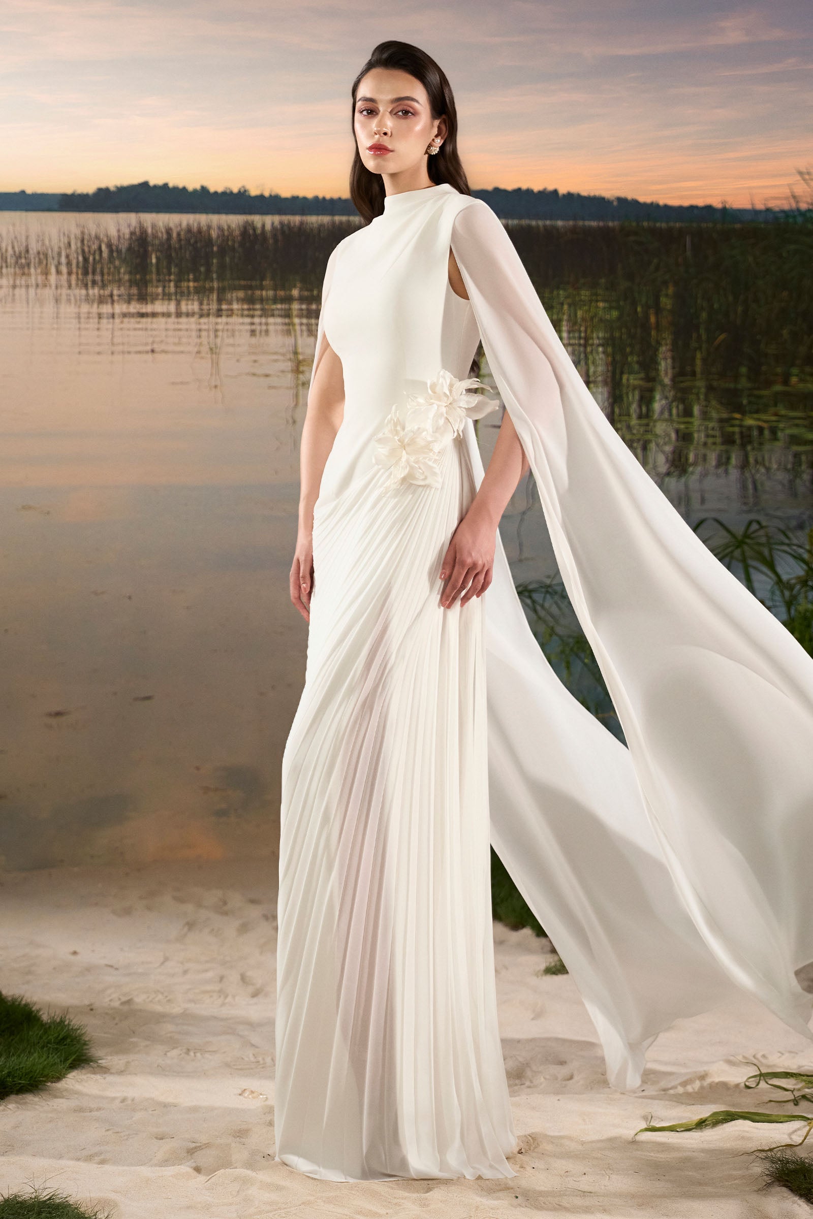 Elune Cape Sleeve Maxi Dress