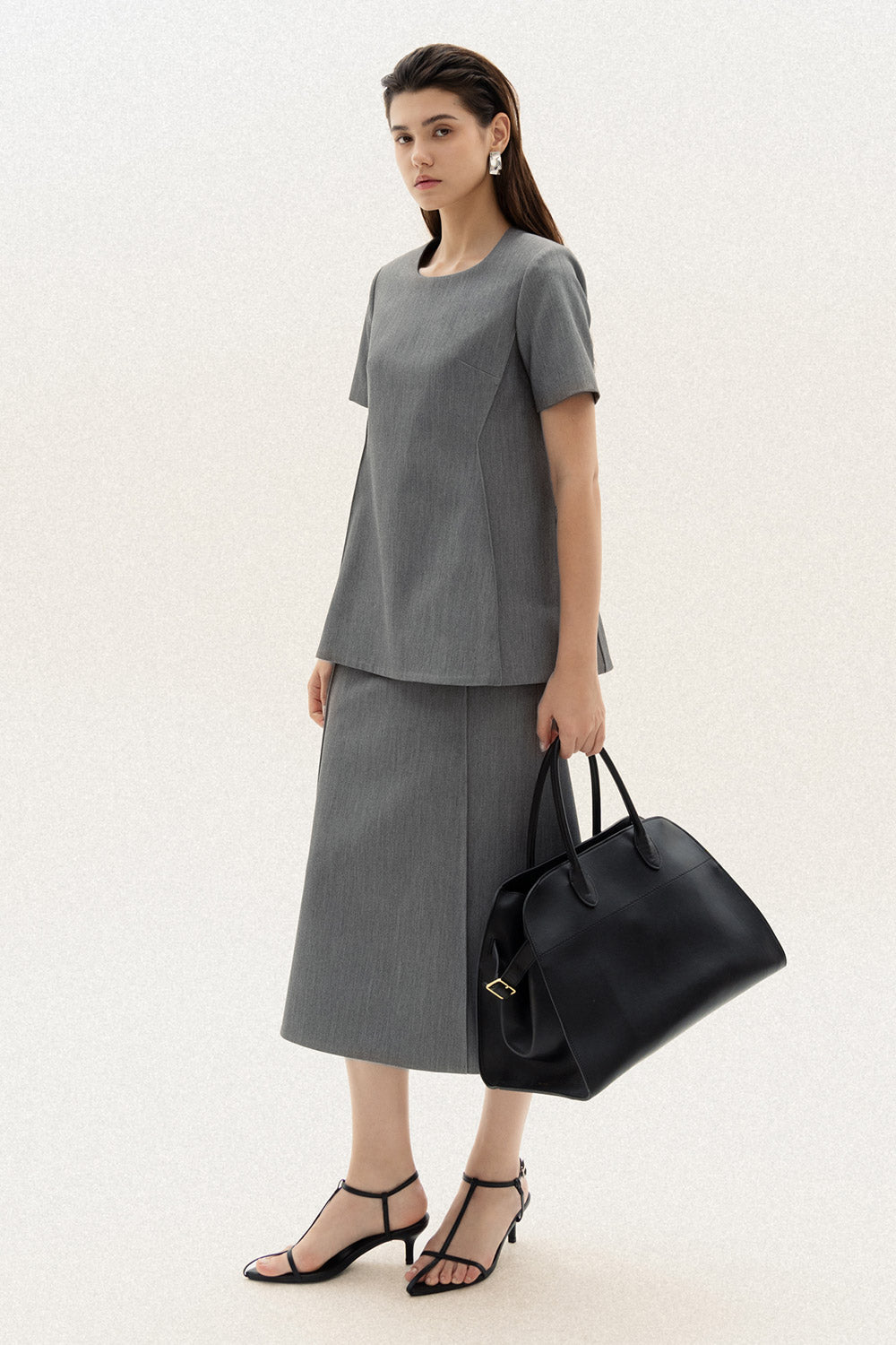 Gela A-line Basic Polycotton Midi Skirt