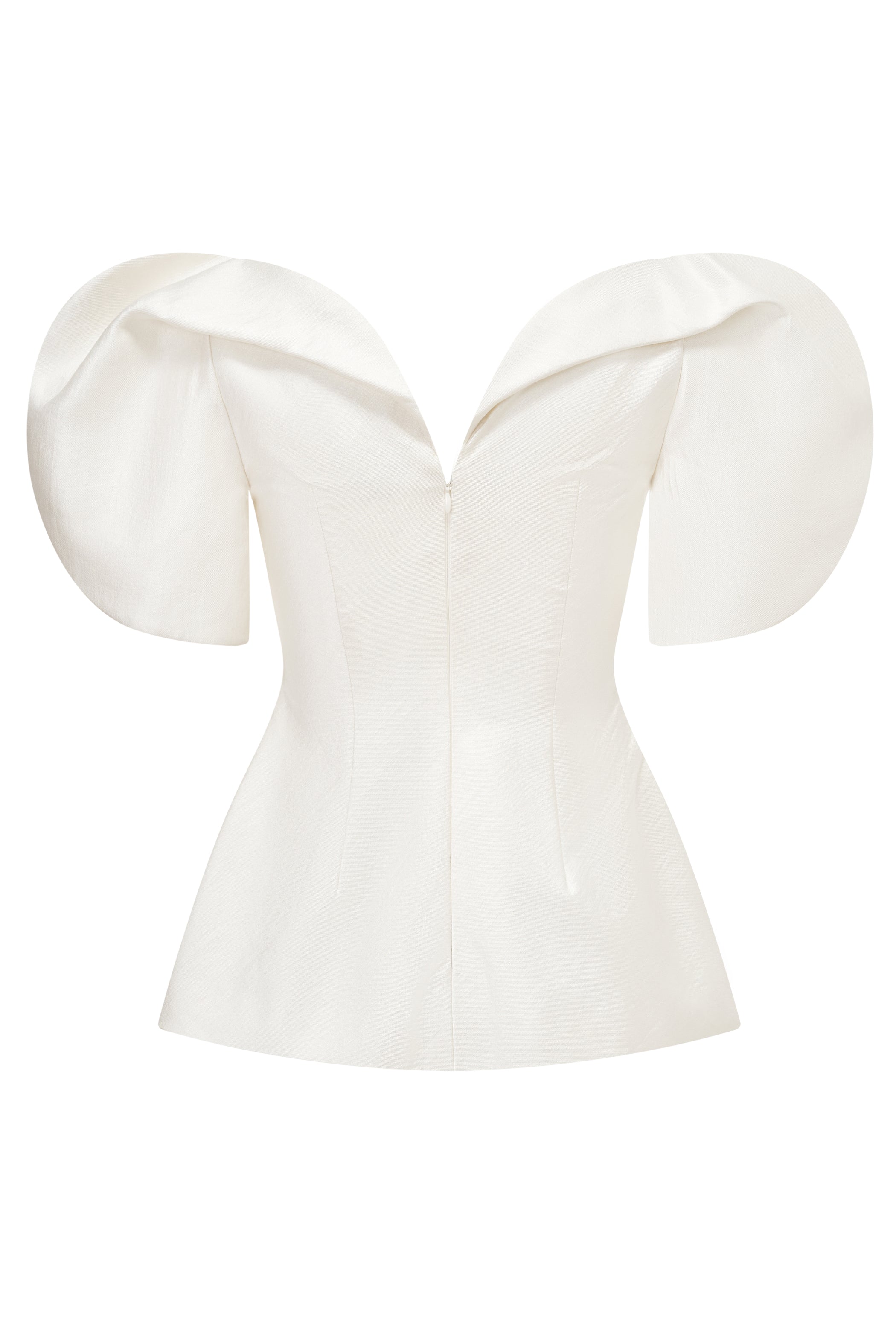 Henley Peplum V-Neck Taffeta Silk Top