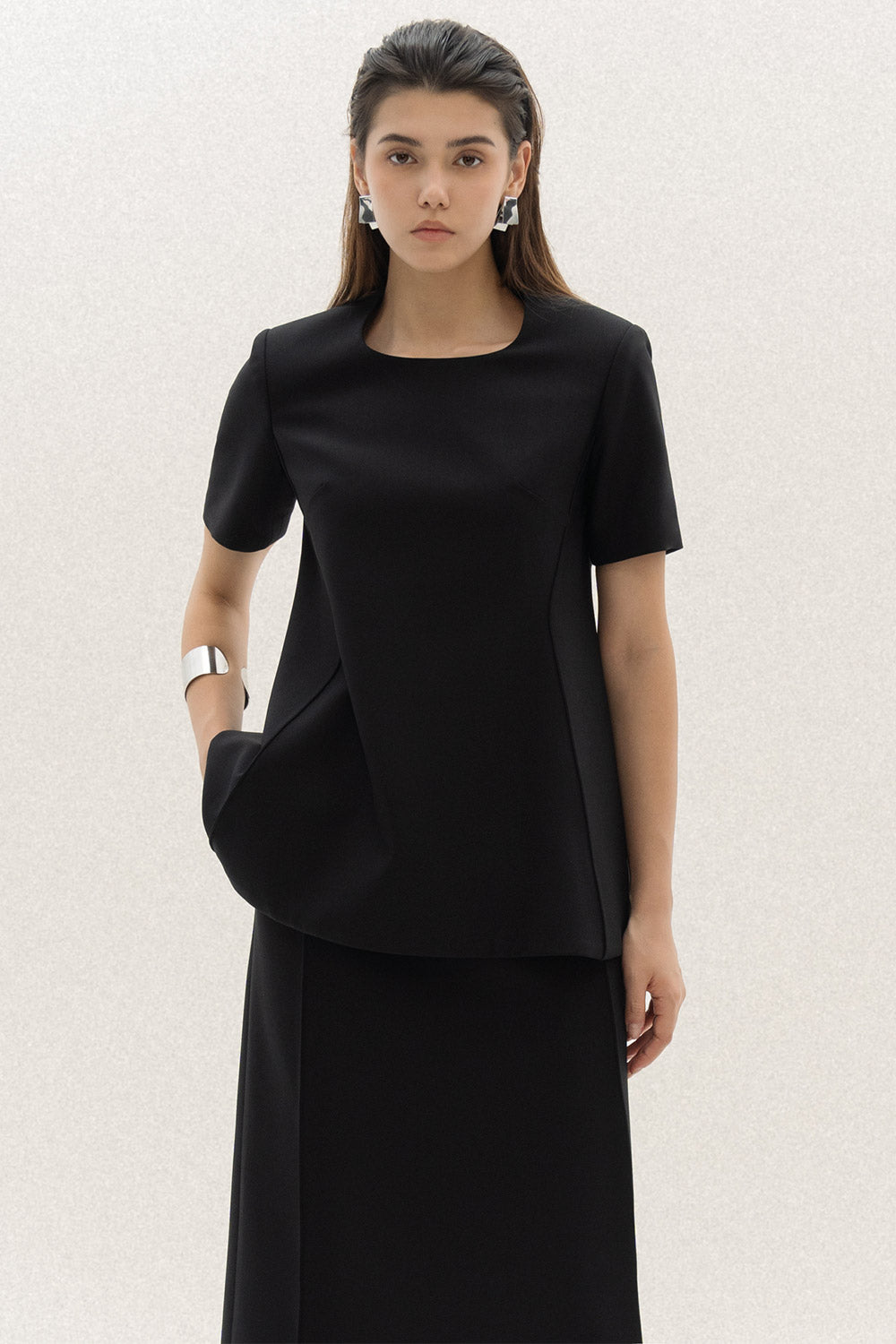 Gela A-line Basic Polycotton Midi Skirt