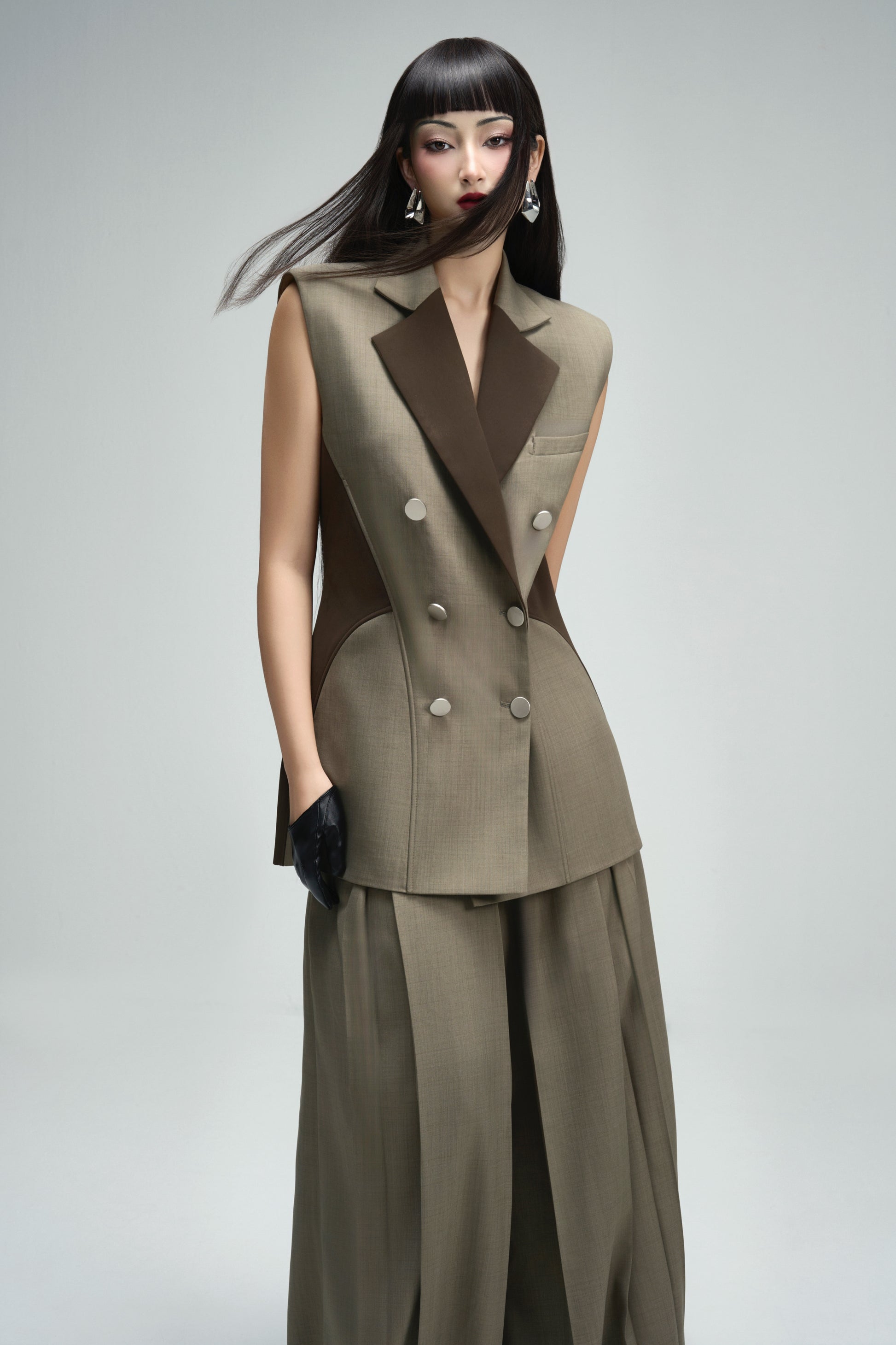 Van Straight Double Breasted Khaki Jacket