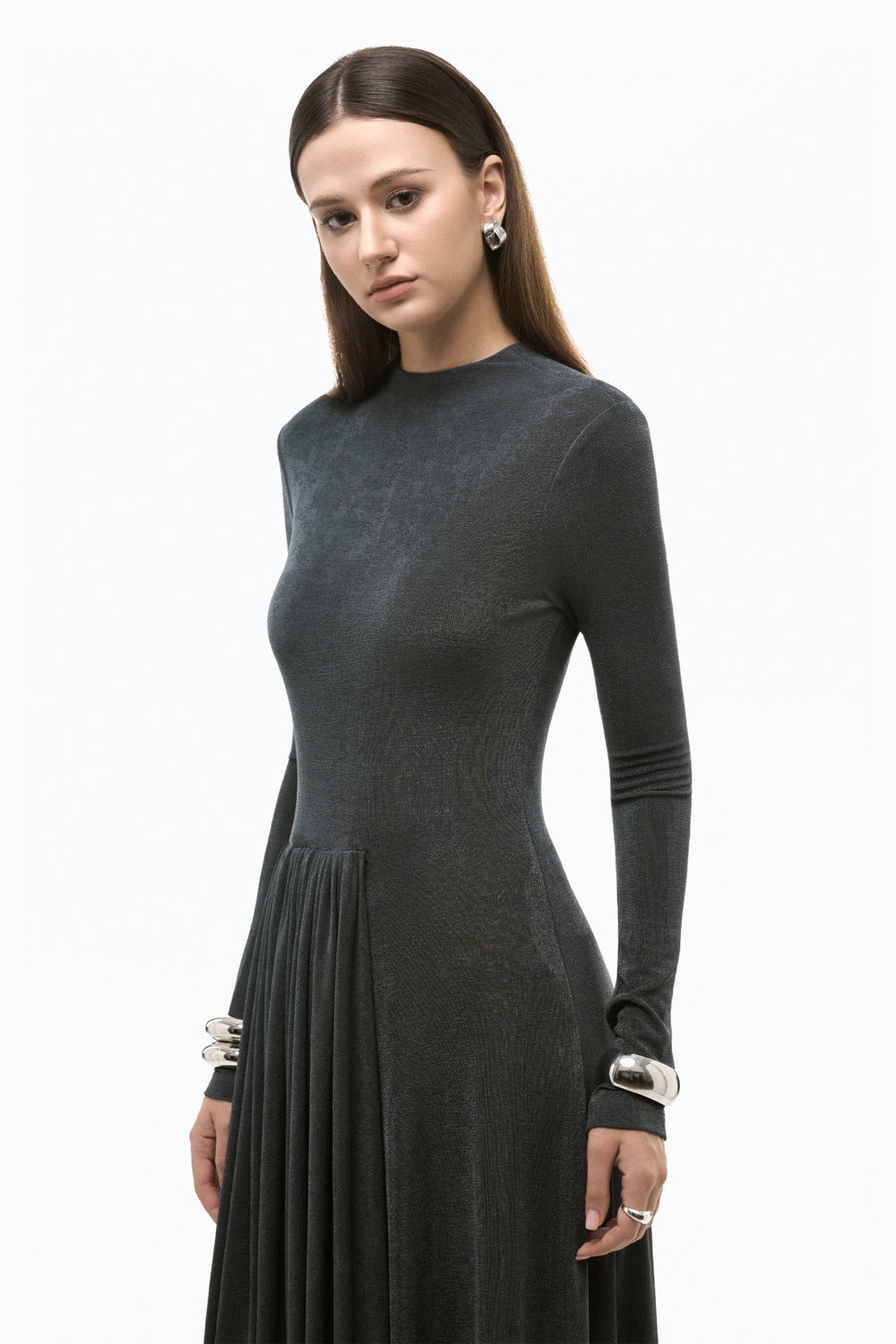 Nara High Neck Gathering Maxi Dress