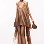 Rosa Asymmetric V-Neck Chiffon Maxi Dress