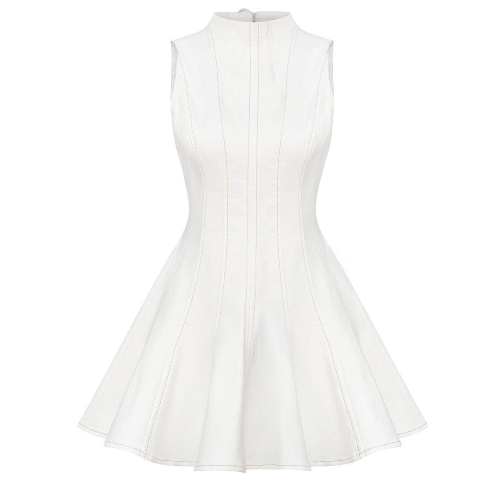 Denidr Peplum Sleeveless Denim Mini Dress