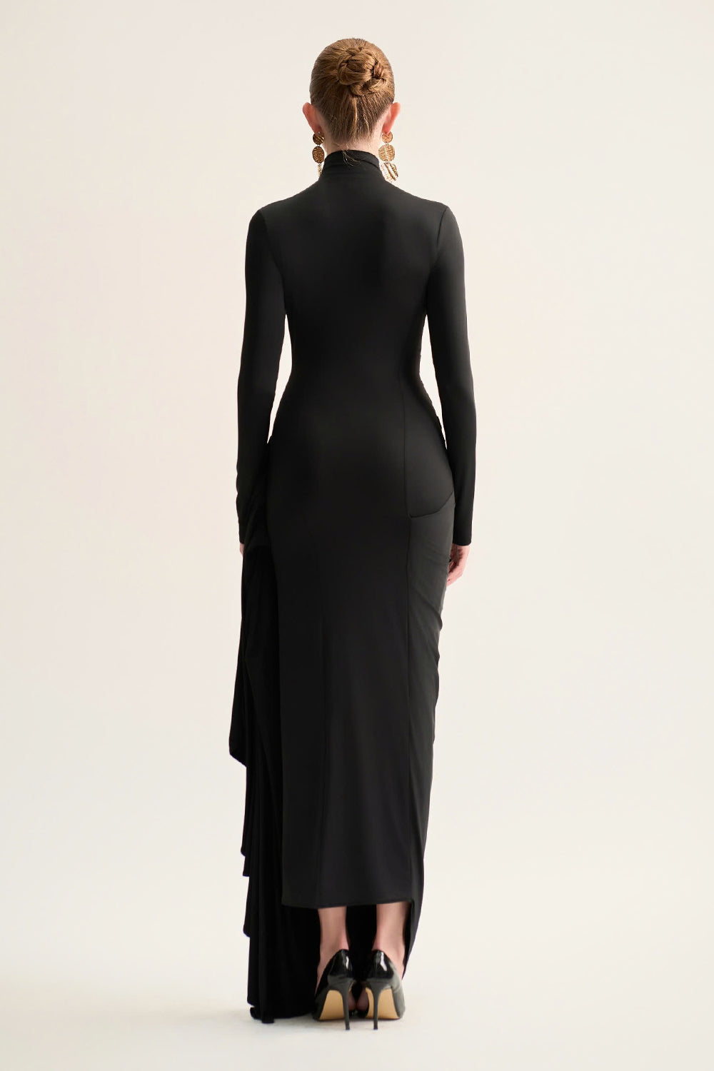Lyra Sheath Turtle Neck Tencel Maxi Dress