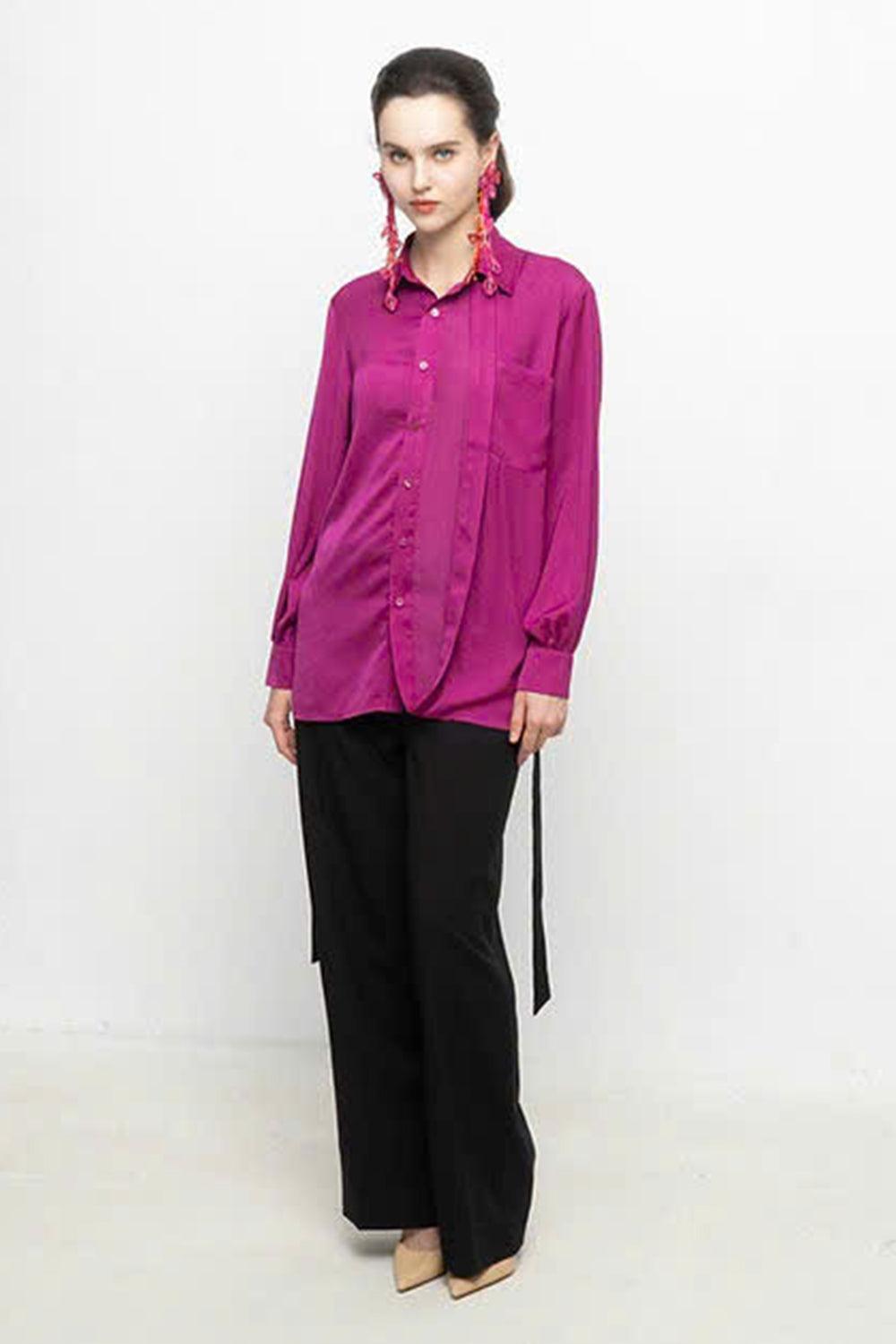 Paislee Straight Bishop Sleeved Silk Shirt