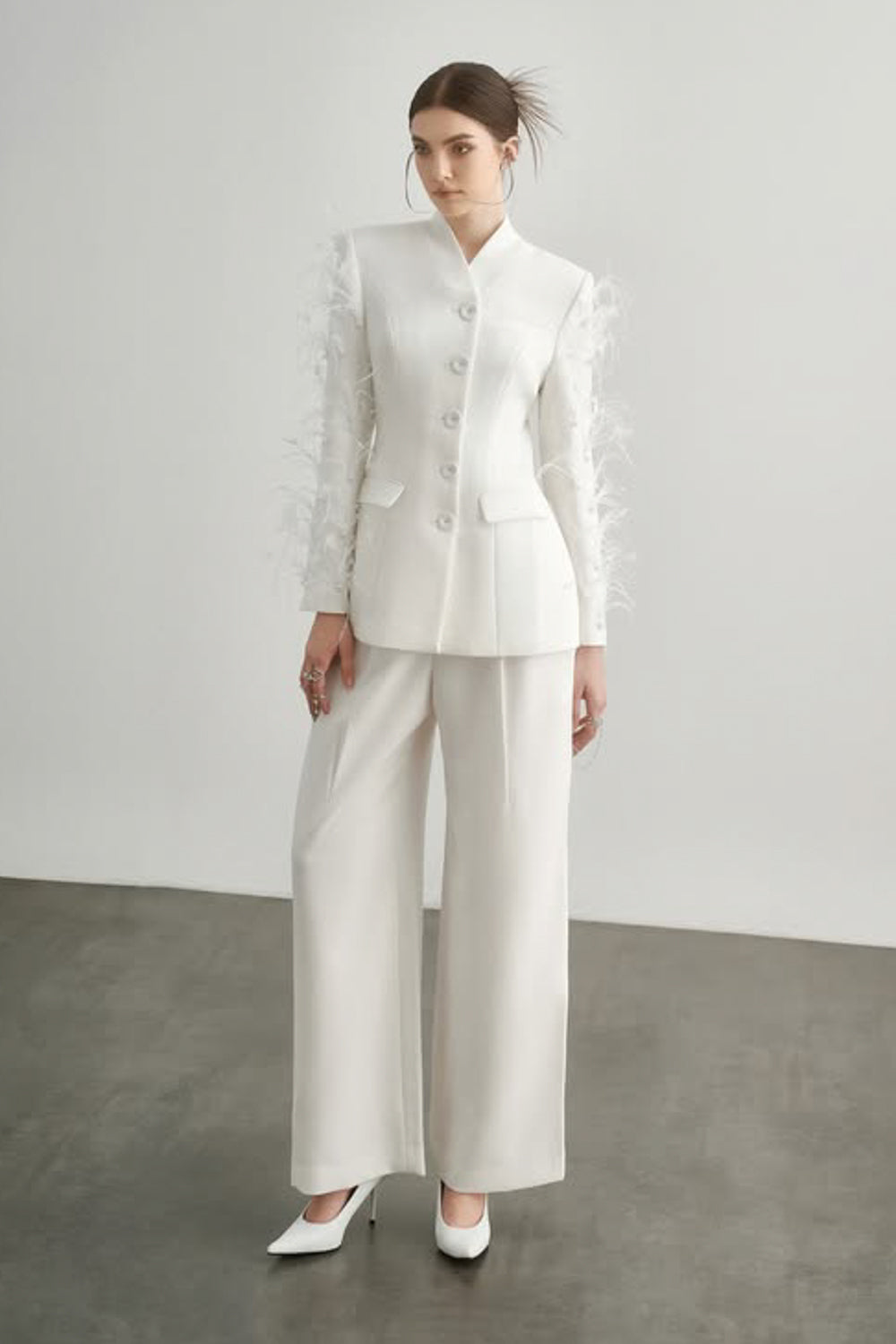 Jane Sheath Feather Cotton Blend Blazer