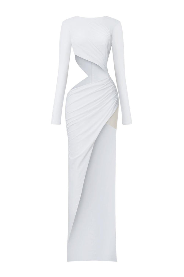 Douglas Asymmetric Cut-Out Elastic Spandex Floor Length Dress