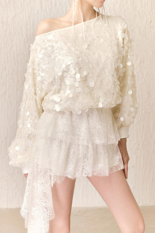 Aura Layered Extended Flap Lace Mini Skirt