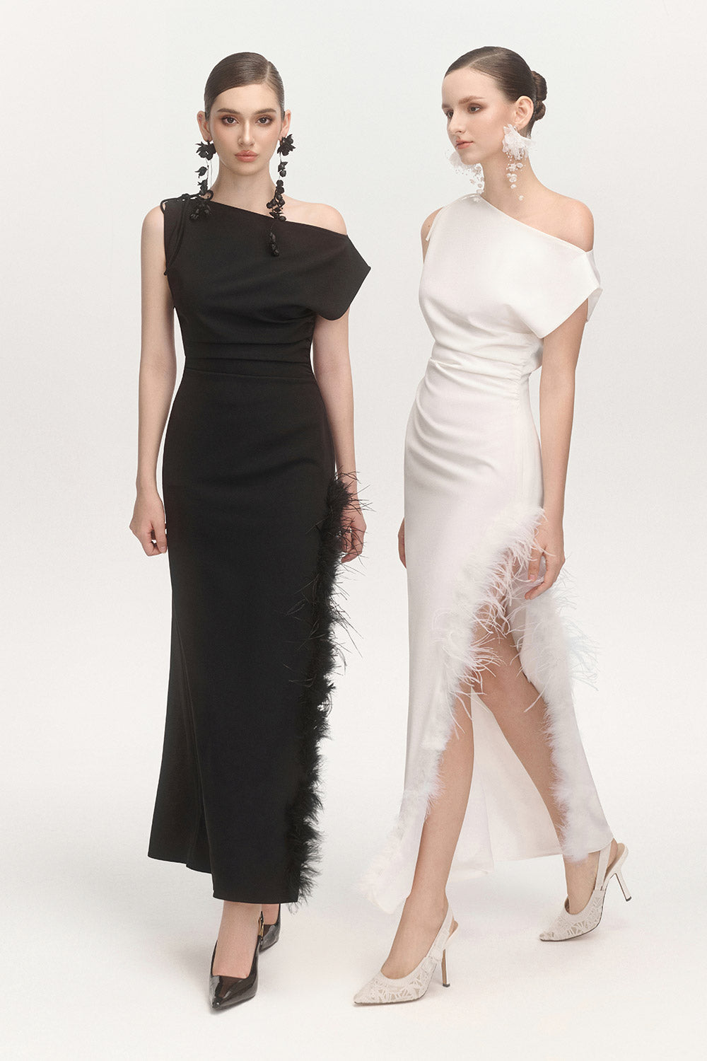 La Feme Sheath Side Slit Cotton Blend Ankle Length Dress