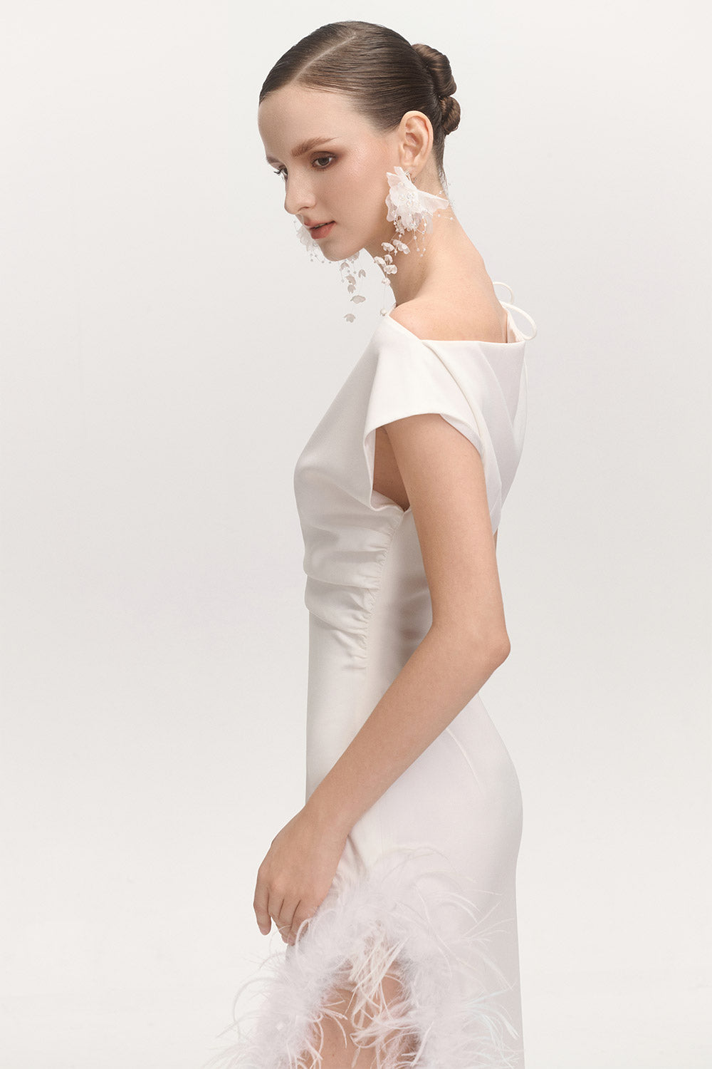 La Feme Sheath Side Slit Cotton Blend Ankle Length Dress