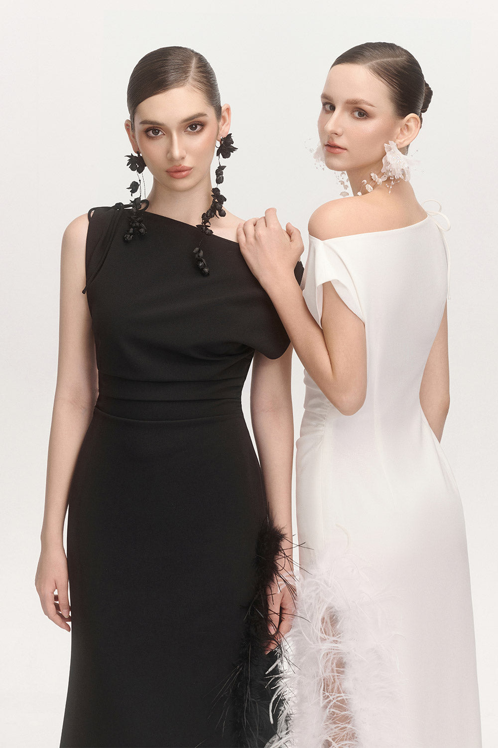 La Feme Sheath Side Slit Cotton Blend Ankle Length Dress
