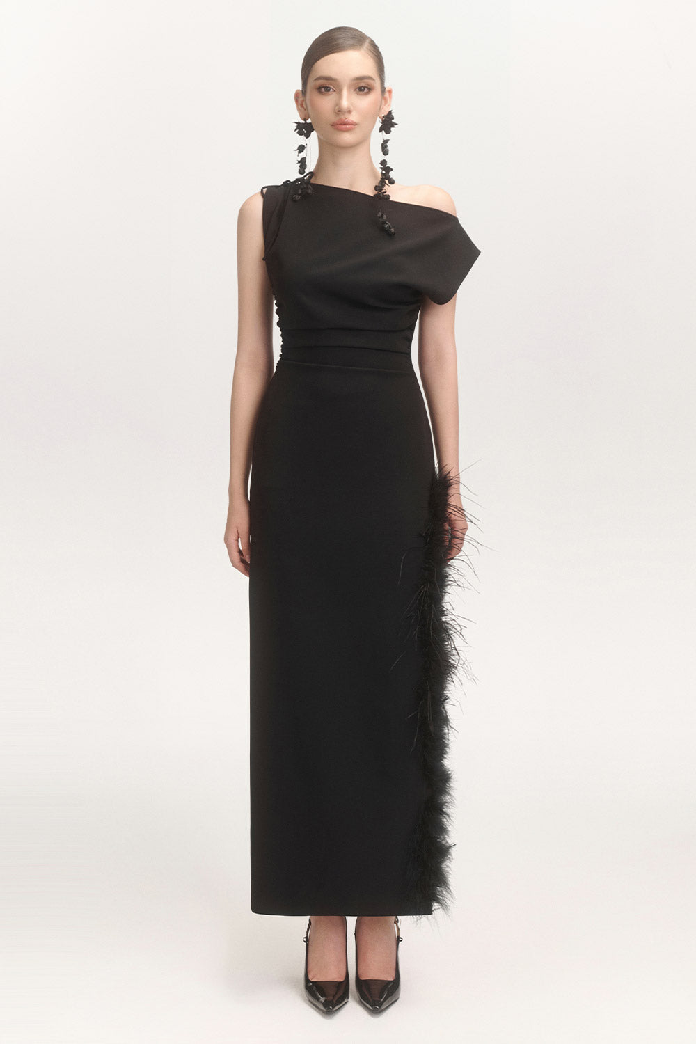 La Feme Sheath Side Slit Cotton Blend Ankle Length Dress