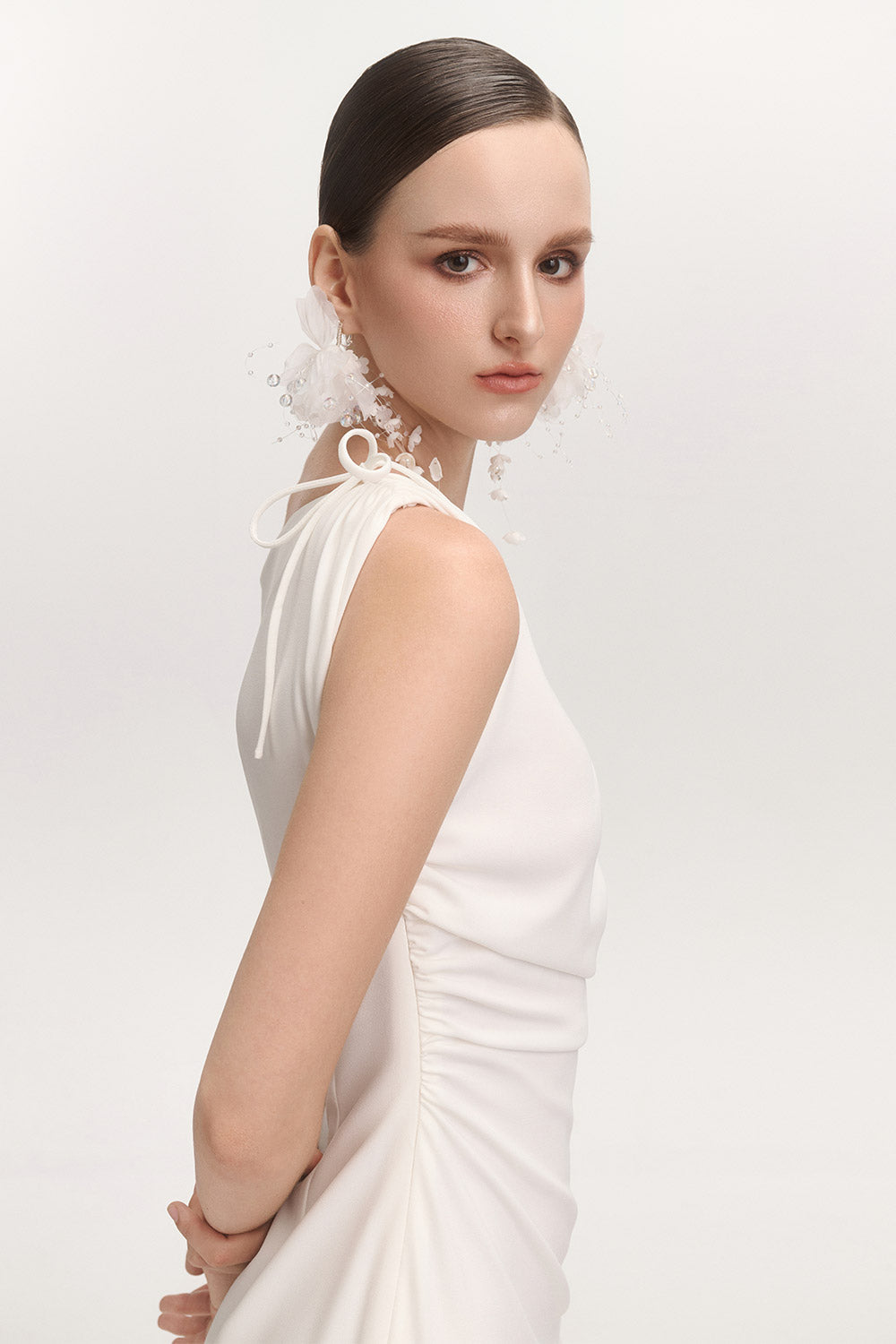 La Feme Sheath Side Slit Cotton Blend Ankle Length Dress
