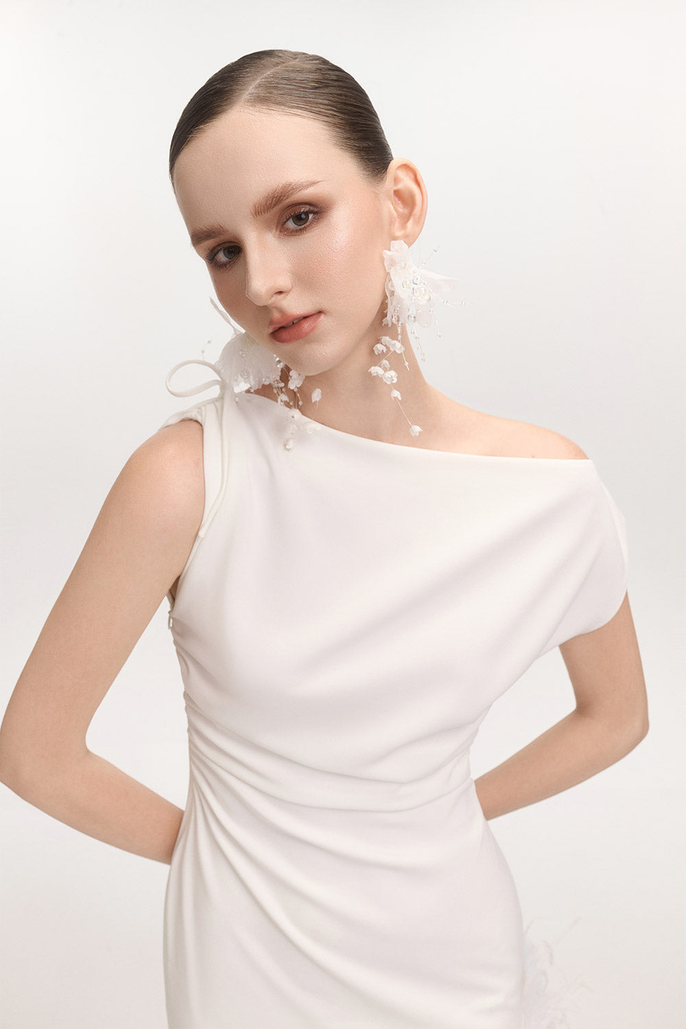 La Feme Sheath Side Slit Cotton Blend Ankle Length Dress