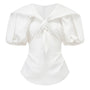 Melissa Peplum Puffy Sleeved Cotton Top