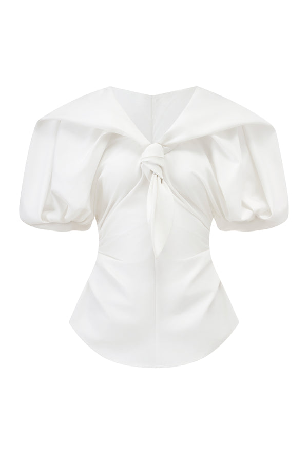 Melissa Peplum Puffy Sleeved Cotton Top