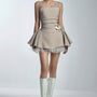 Sugar Bouffont V-Neck Scuba Mini Dress