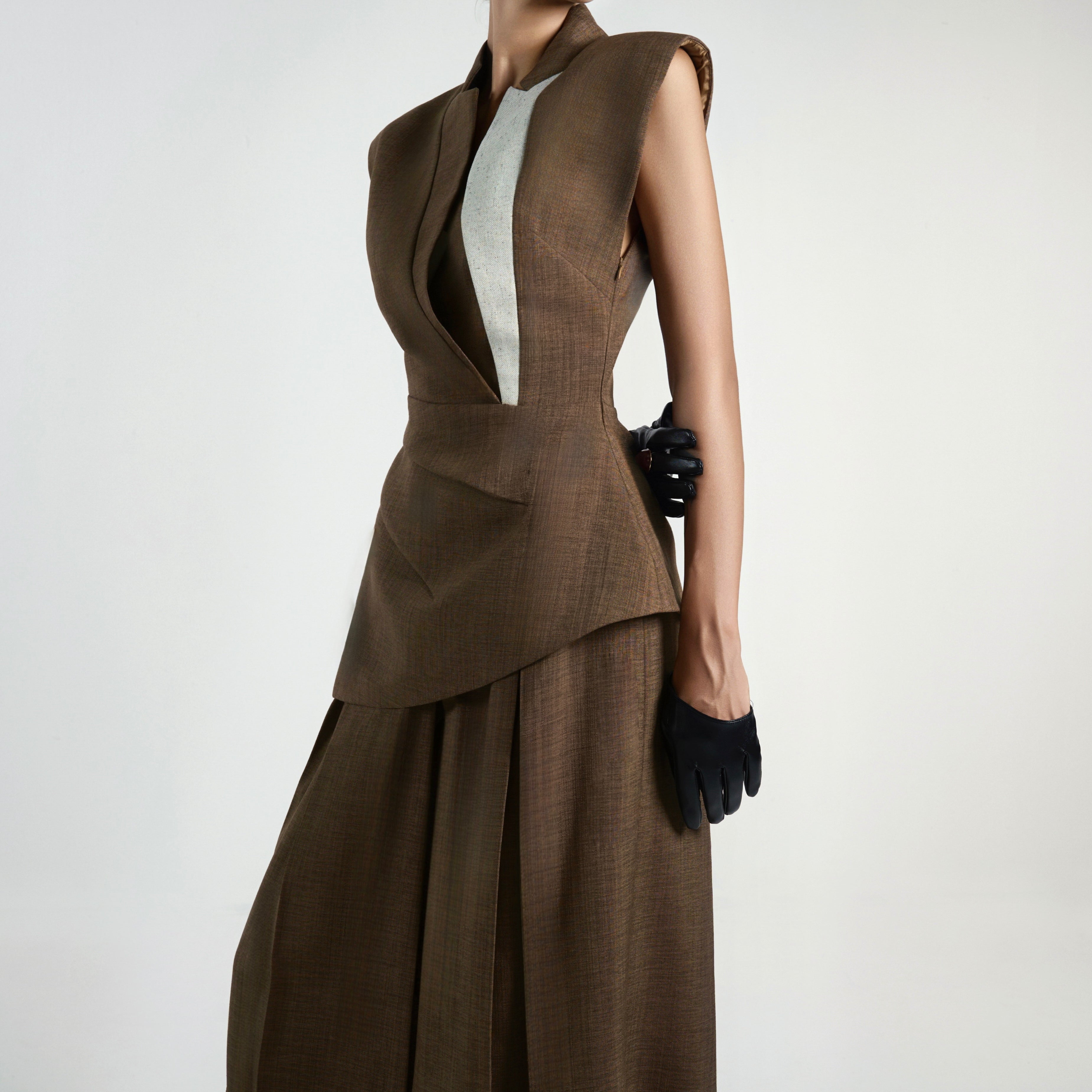 Van Sheath Peak Lapel Crinkle Crepe Top