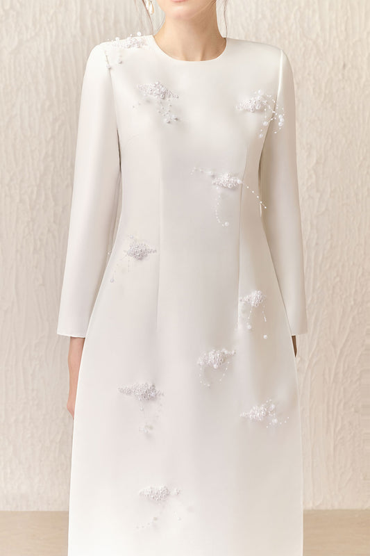 Balie A-line Long Sleeved Taffeta Calf Length Ao Dai