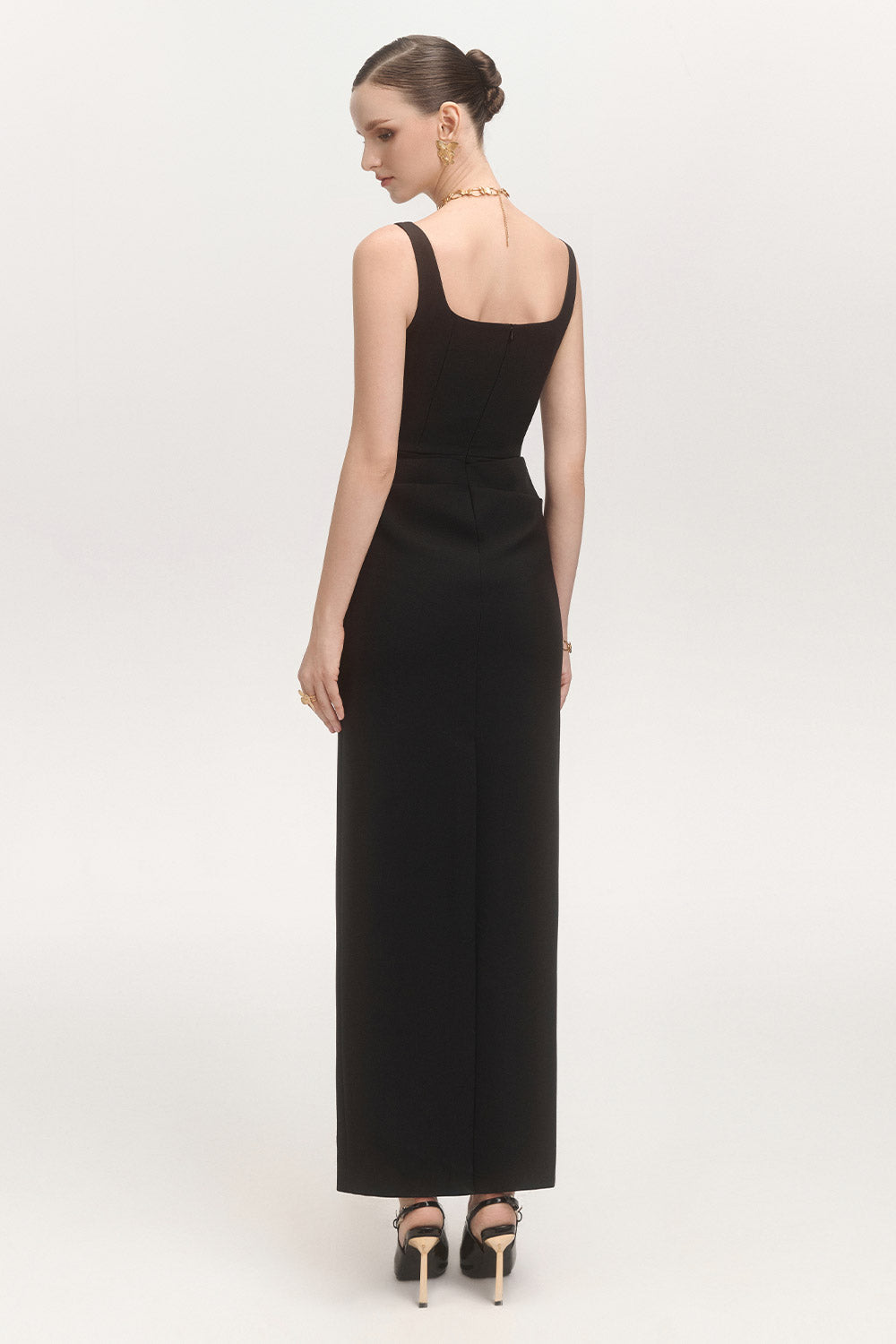 Champagne Sheath Strappy Cotton Blend Ankle Length Dress