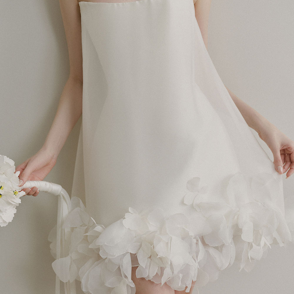 Giselle Trapezoid Flower Applique Voile Mini Dress