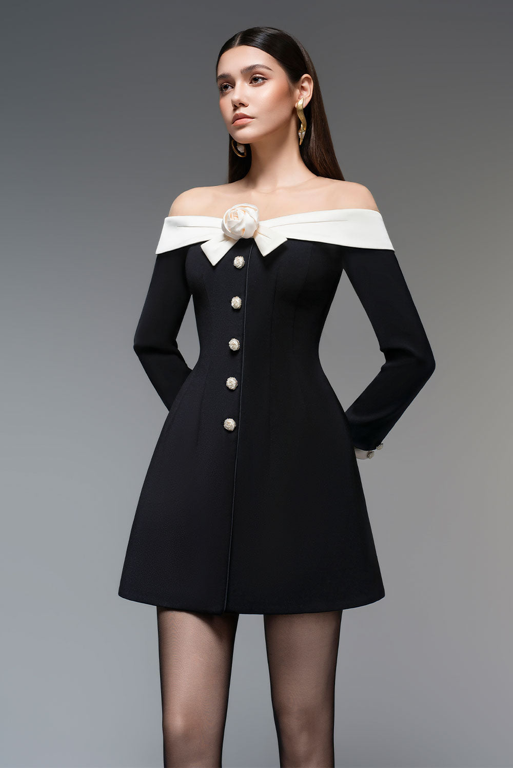 Rosey A-line Illusion Neck Polycotton Mini Dress