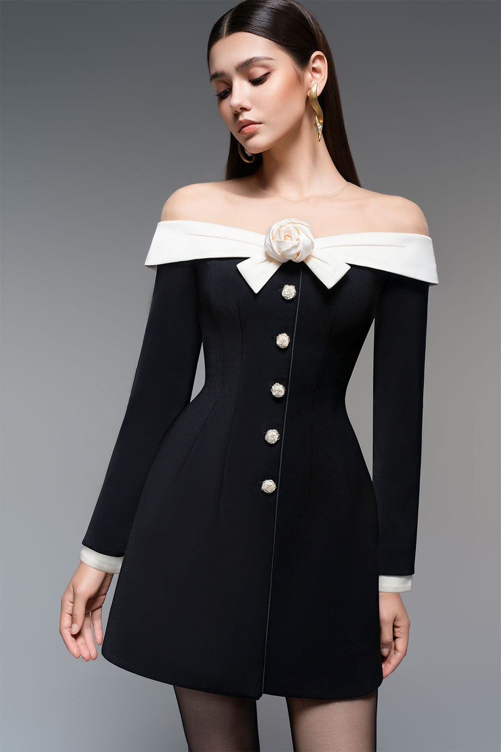 Rosey A-line Illusion Neck Polycotton Mini Dress