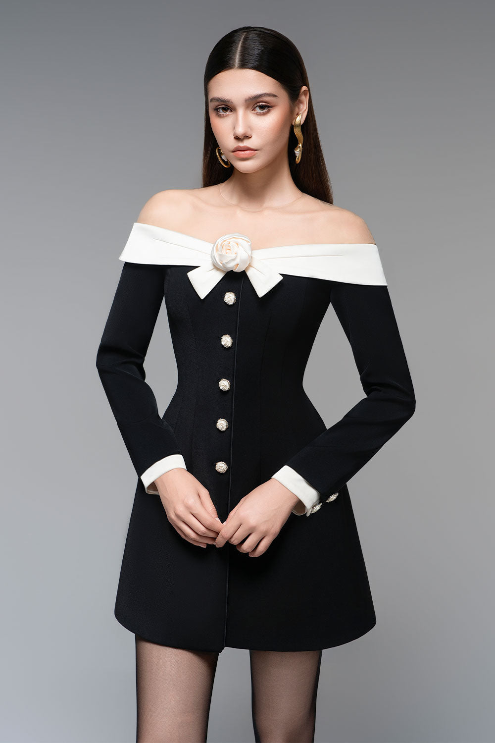 Rosey A-line Illusion Neck Polycotton Mini Dress