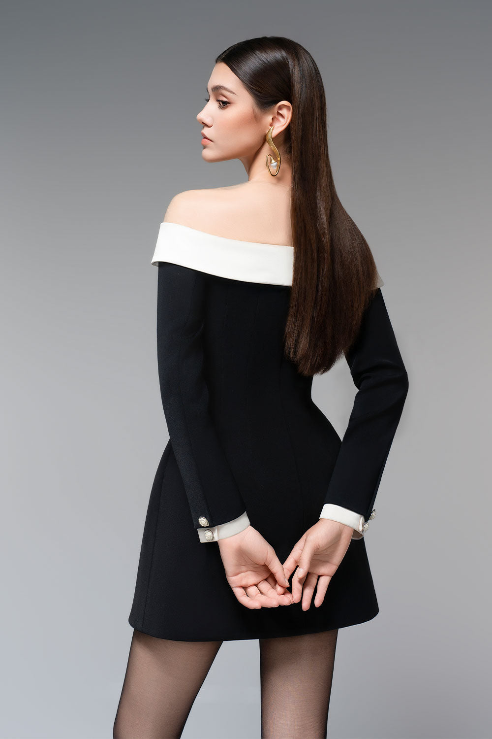 Rosey A-line Illusion Neck Polycotton Mini Dress