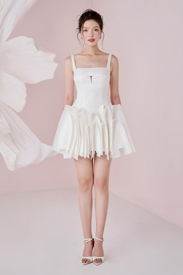 Umi A-line Square Neck Taffeta Cotton Mini Dress