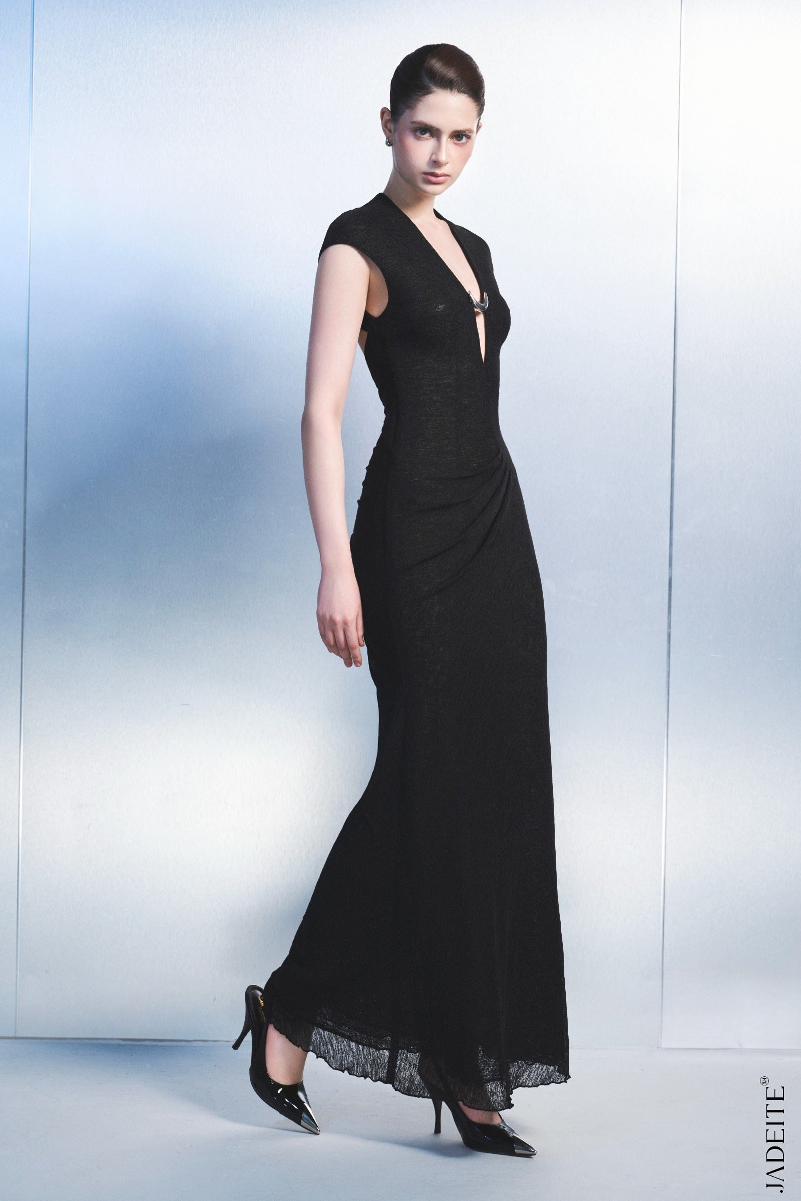 Noir V-Neck Maxi Dress