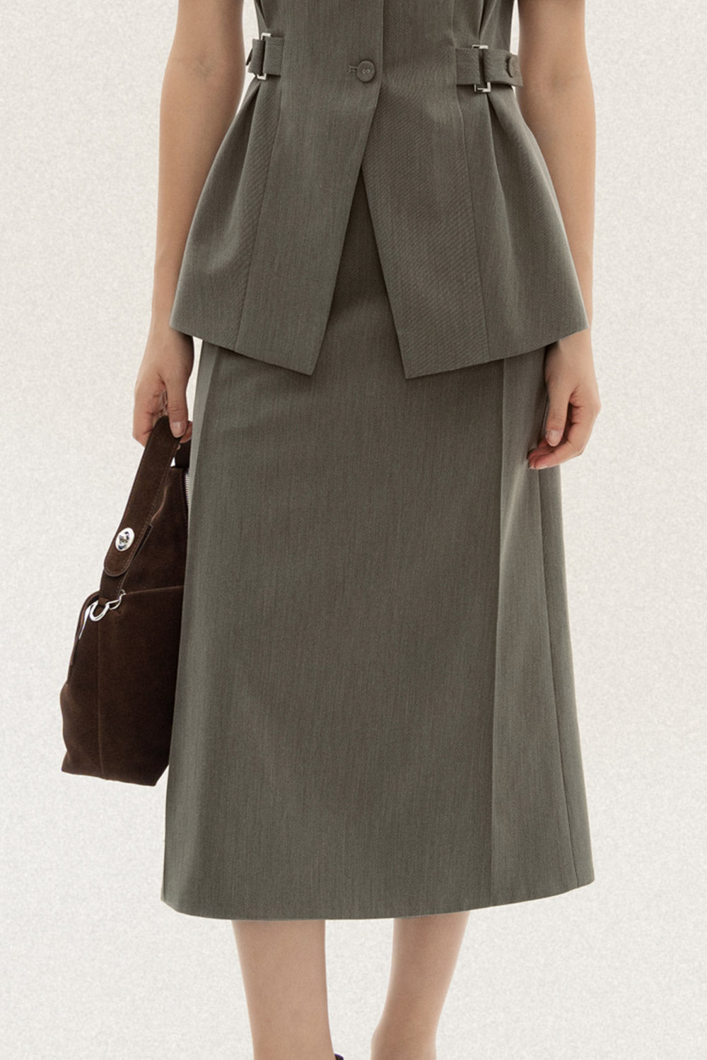 Gela A-line Basic Polycotton Midi Skirt