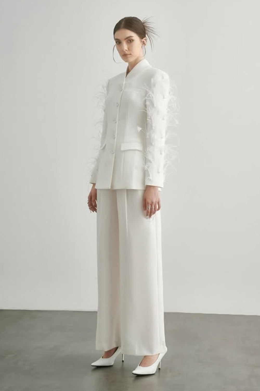 Jane Sheath Feather Cotton Blend Blazer