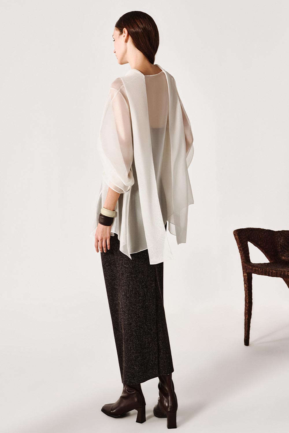 Allison Strapless Cut-Out Tweed Ankle Length Dress