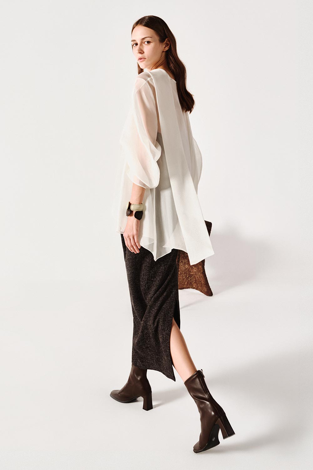 Allison Strapless Cut-Out Tweed Ankle Length Dress