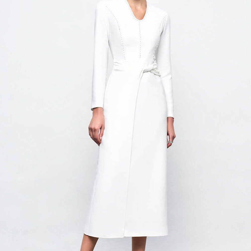Aella Sheath Twisted Cotton Blend Midi Dress