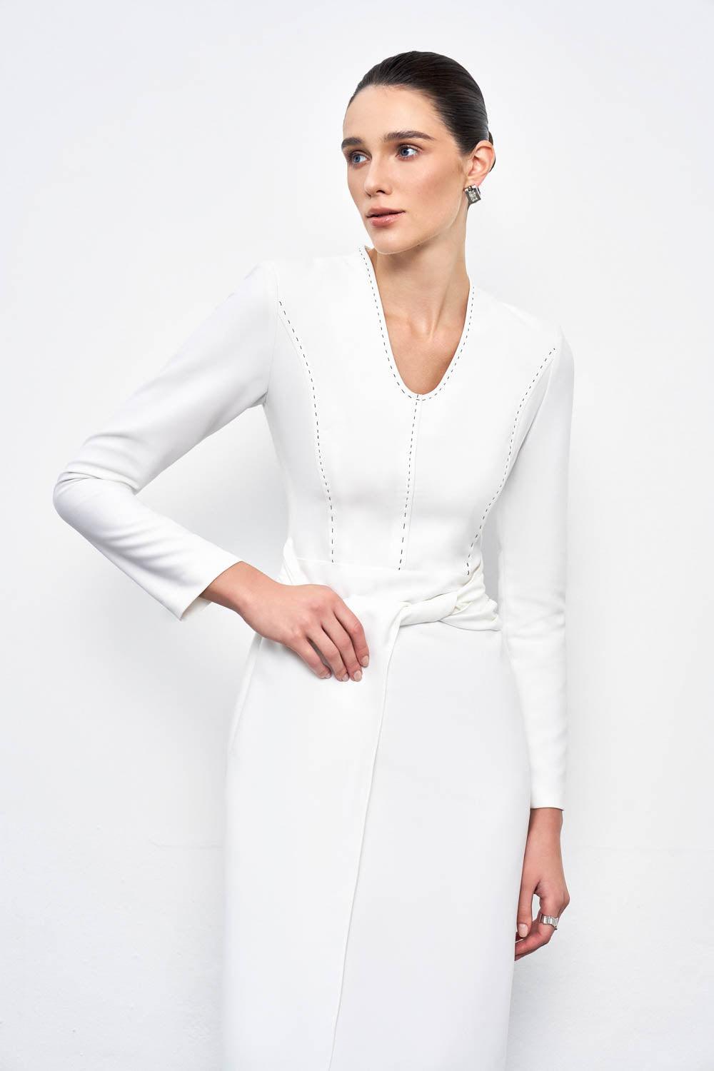 Aella Sheath Twisted Cotton Blend Midi Dress