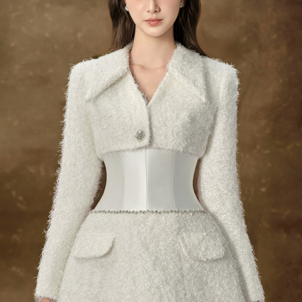 Eira Cropped Collared Neck Tweed Jacket