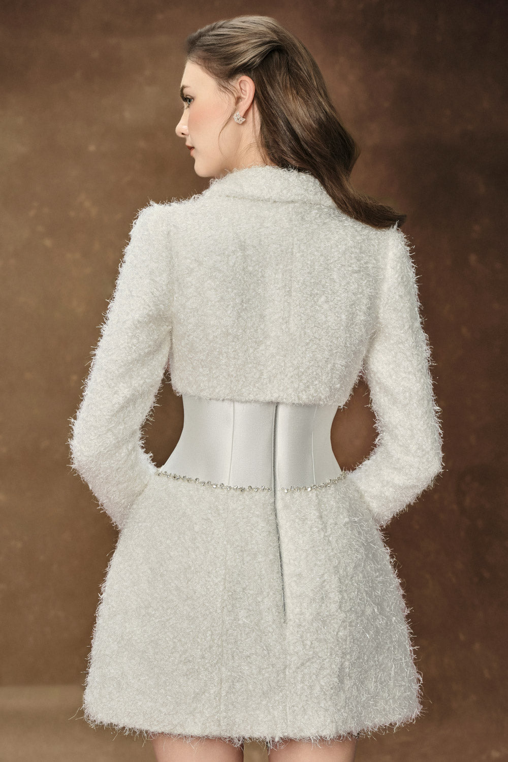 Eira Cropped Collared Neck Tweed Jacket