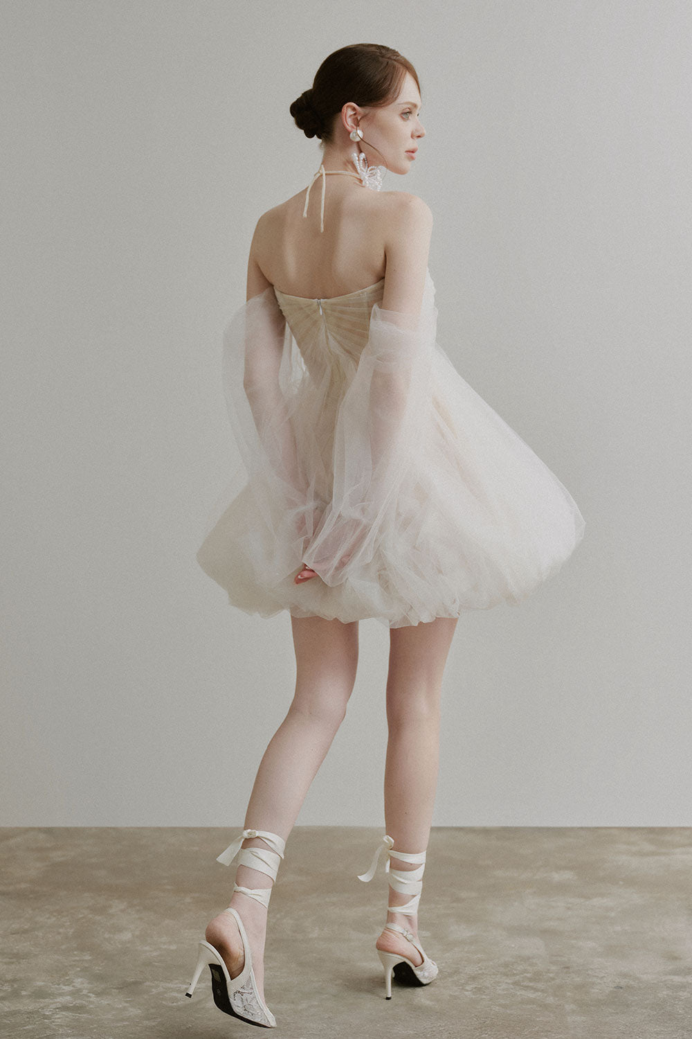 Fidelia Puffy Gathered Tulle Mini Dress