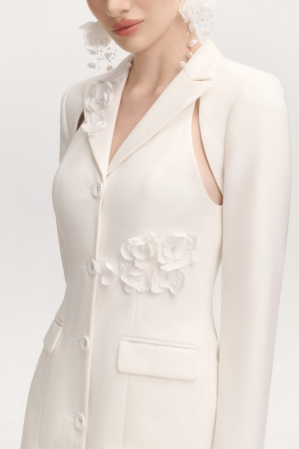 Oval A-line V-Neck Cotton Blend Mini Dress