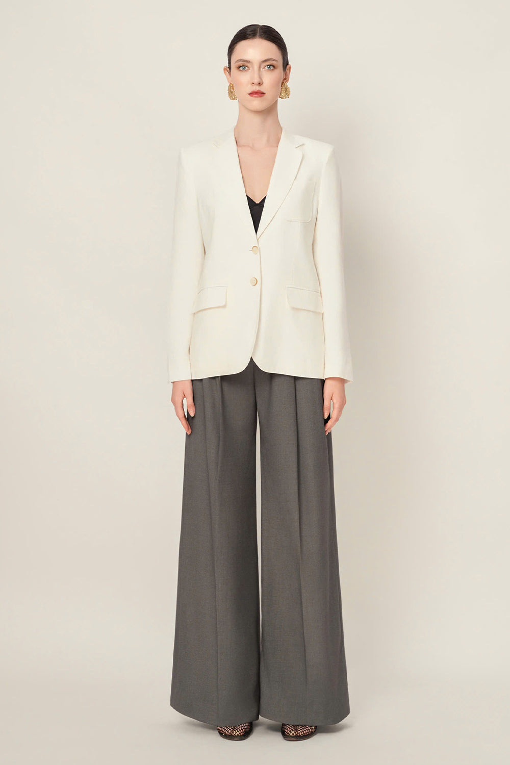 Velora Straight Ribbed Wool Blend Floor Length Pants