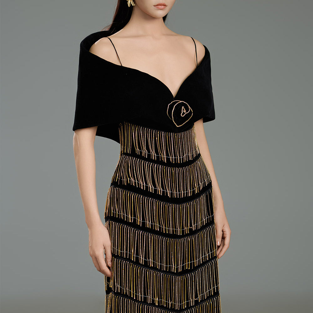 Milena A-line Stone Polyester Floor Length Dress
