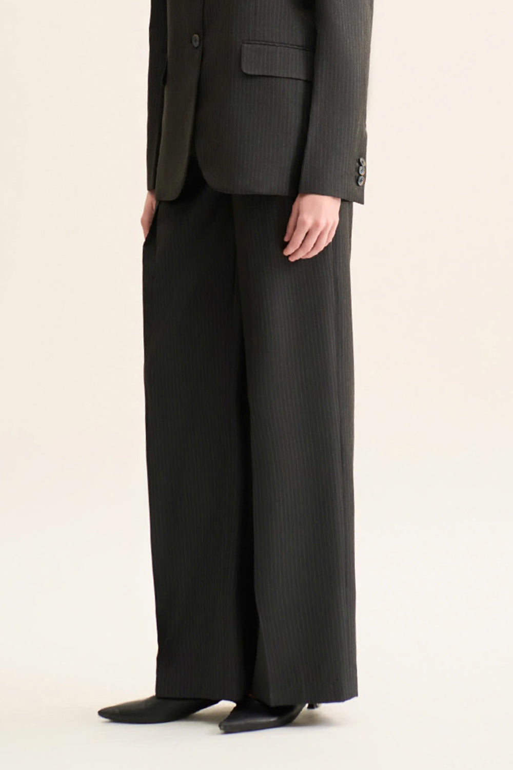 Sola Straight Wide Leg Wool Blend Floor Length Pants