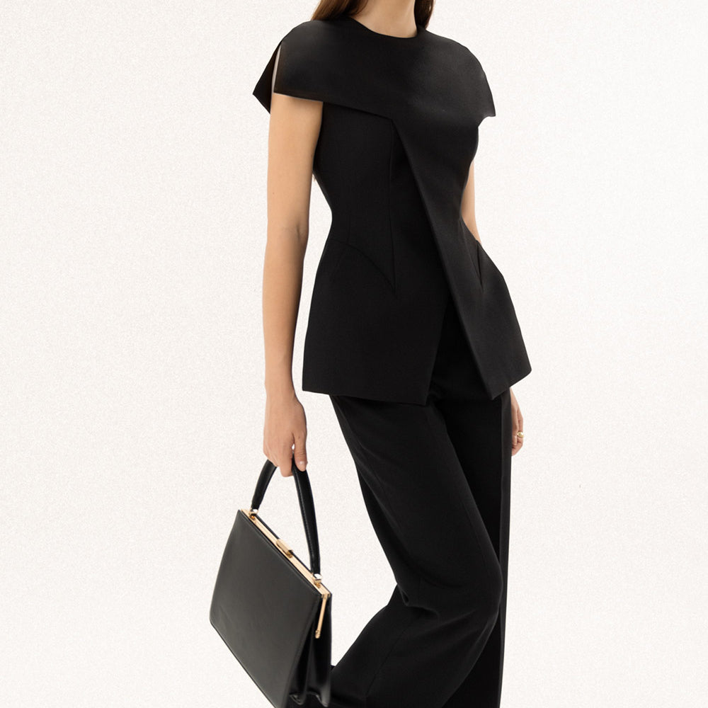 Patia Straight Ribbed Polycotton Floor Length Pants